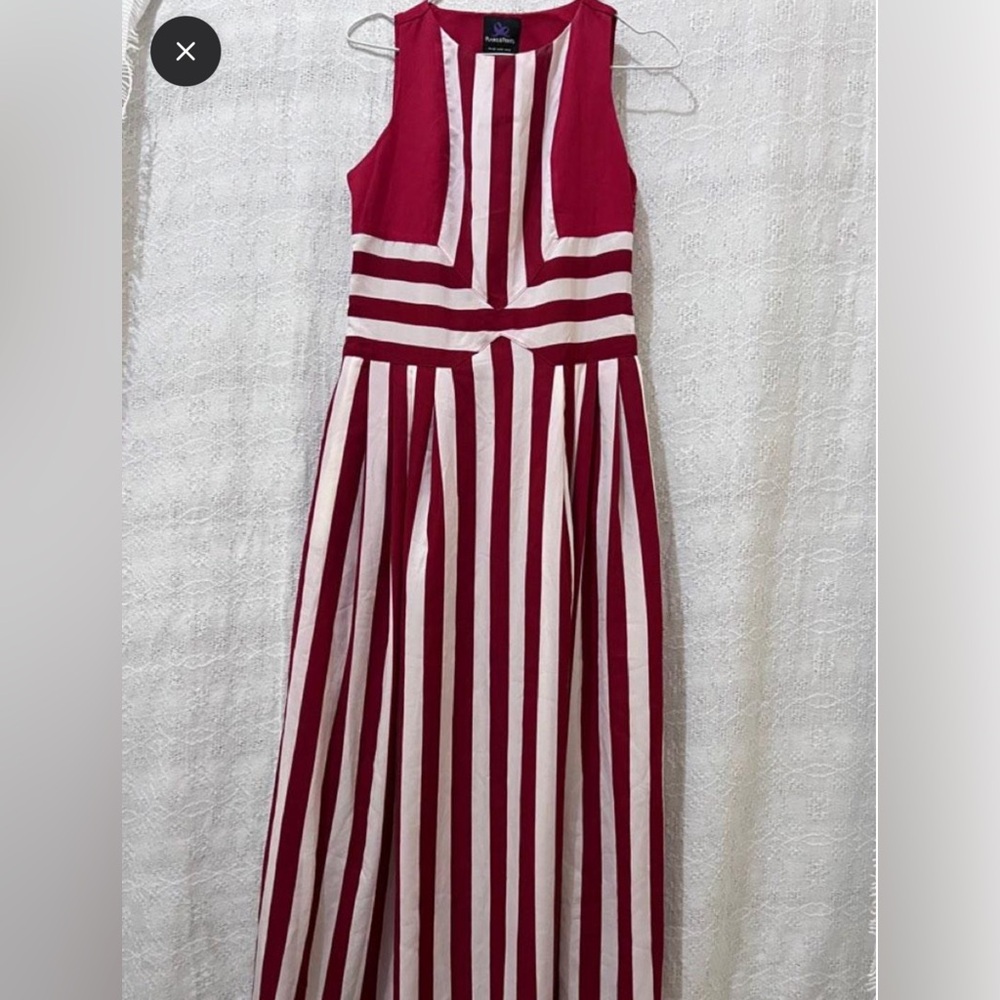 Plains & Prints Maxi Dress in Red/White Stripes Sleeveless Sz 6, NWT